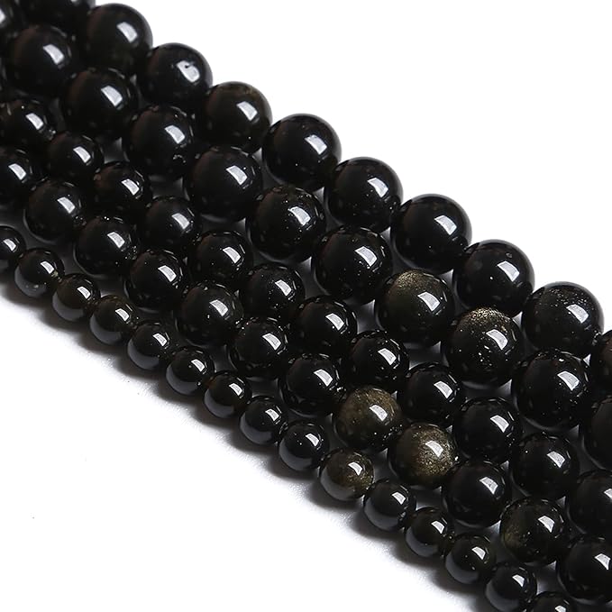6MM 60PCS Natural Stone Golden Obsidian Loose Spacer Beads for Jewelry Making DIY Bracelet