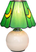 Mushroom Lamp Tiffany Stained Glass Moon lamp Cute Small Bedside Table Lamps for Living Room Home Decor,Girls Women Birthday Christmas Thanksgiving Day Gift,(Green)