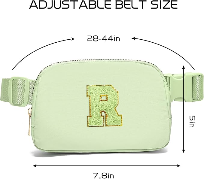 Gitus Gifts for 8 9 10 11 12 Year Old Girls Belt Bag Fanny Pack Crossbody Bags with Initial Letter Patch Cute Stuff Birthday Gifts for Teen Girls Women Personalized Trend Stuff (Light Green-R)