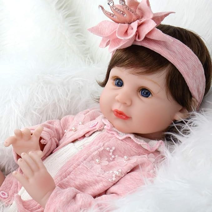 Aori Realistic Reborn Baby Dolls - 22 Inch Lifelike Baby Girl with Feeding Bottle & Pacifier, Weighted Cloth Body for True-to-Life Feel, Gift for Kids Ages 3+