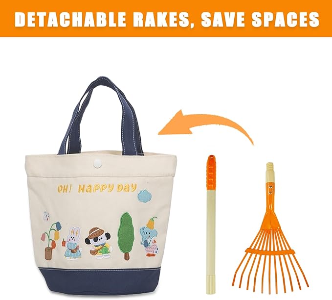 Kids Rakes, 2 Pieces 27" Heavy Duty Lawn Rake for Leaves, Child Size Metal Rakes, Yard Gifts for Boys Girls Age 3+