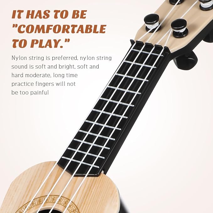 Kisangel 1pc Wooden Kids Ukulele Toy Toddler Guitar Classical Instrument Ukulele Musical Toy for Preschool Children (Beige)