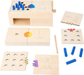 Adena Montessori Toys Wooden Peg Drop Box Tumble Down Counting Pegs Number Games - Fun and Exciting Way to Learn 1-10 Numerals Early Math Skills Development