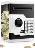 Piggy Bank for Girls Boys Large Electronic Money Coin Banks with Password Protection, Automatic Paper Money Scroll Saving Box, Great Gift for Kids(Black-White)