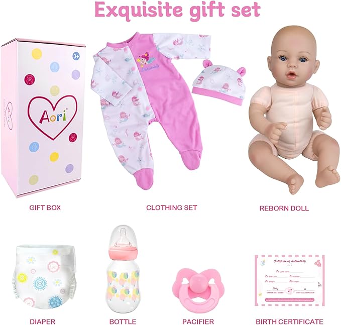 Aori Reborn Baby Dolls Girl Lifelike 18 inches - Realistic Newborn Baby Girls That Look Real, Premium Life-Size Collectible Doll for Preparents, Grandparents, Collectors