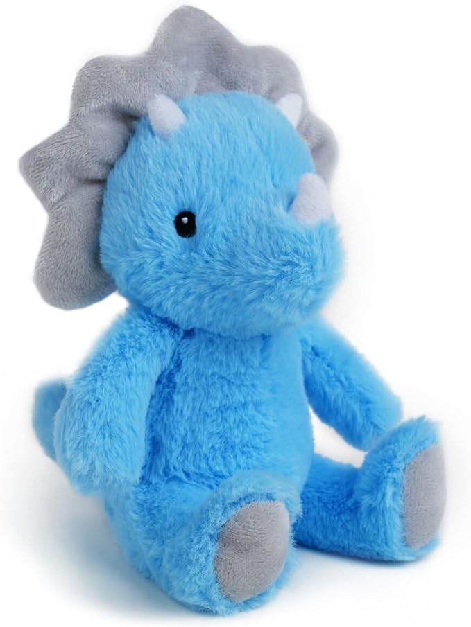 VANLINNY Blue Dinosaur Stuffed Animals, 9" Soft Dinosaur Plush Toys for Boys, Cute Triceratops Figure, Birthday Xmas Gifts for Grandkids Boys Toddlers and Girls 3 4 5 6 7 8 Year