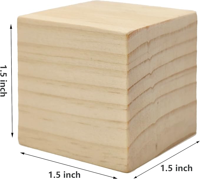50 PCS 1.5 Inch Smoothed Wooden Cubes,Unfinished Wood Blocks for Crafts,Wood Square Blocks for Crafts,Shower Blocks to Decorate.