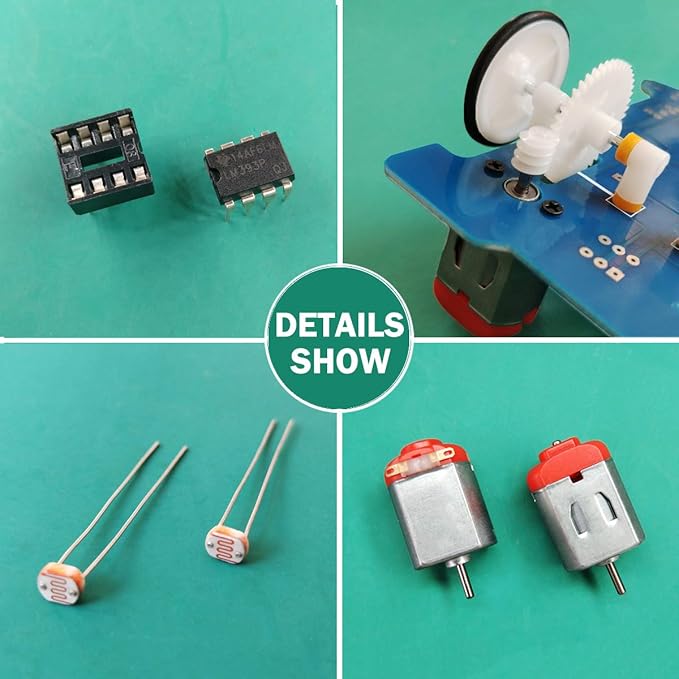 Soldering Project kit Solder Learning Practice for School Electronic Education, Great Fun Gift for Electronics Hobbyists and Trainer (D2-5 Smart Car Kit)