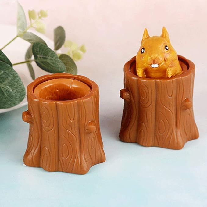 3 PCS Set Squeeze Squirrel Toys Decompression Evil Squirrel Cup, Sensory Fidget Toys, Squishes Toy Stress Relief for Kids & Adult Tricky Funny Squeeze Toys