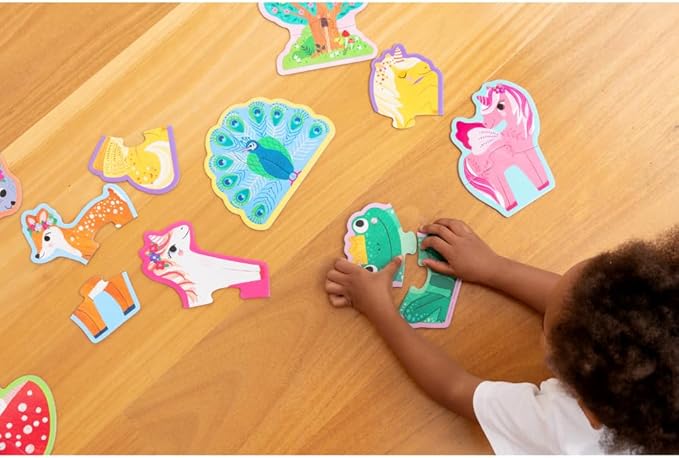 Crocodile Creek Let’s Begin Puzzle - Ten 2-Piece Beginner Puzzles for Ages 2 and Up - Heavy-Duty Storage Canister with Handle - Colorful Unicorns Design - Each Puzzle is 6" L x 4" H Finished