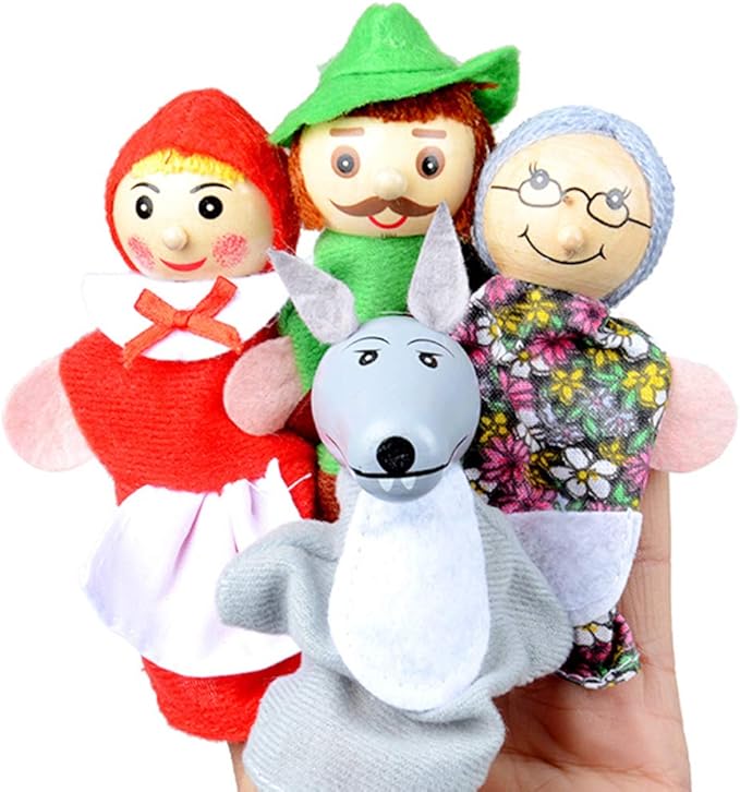 Little Red Riding Hood Finger Puppet StorytellingToy for Toddlers Kids, Cartoon Puppets Costume for Parent Child Interaction Classroom Role Playing Theater