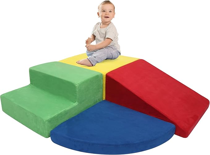 TOLEAD Large Baby Climbing Blocks 4pcs Climbing Toys for Toddlers - Ultra High Density Soft Foam Play Gym Equipment Easy Wash for Indoor Nursery