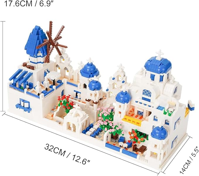 Santorini Greece Micro Brick Building Set (4310 Pieces) – Landmark Model Educational Toy Gift for Kids and Adults