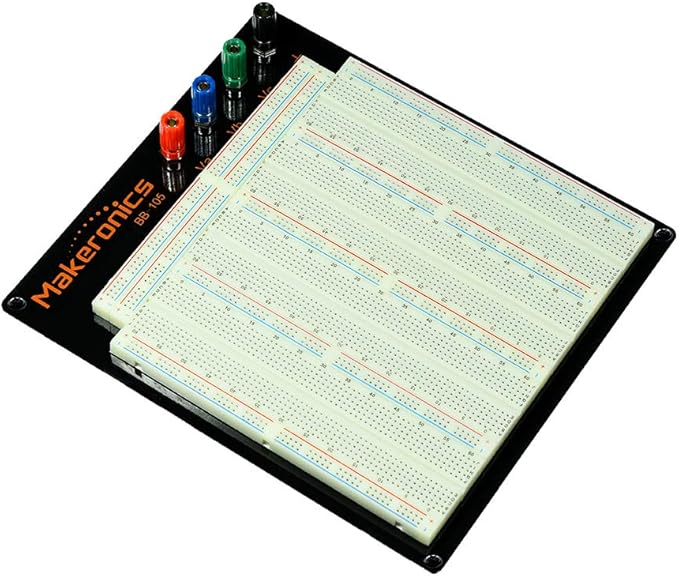 Makeronics Solderless 3220 Tie-Points Experiment Plug-in Breadboard Super Kit with Aluminum Back Plate and 140 U-Shape Jumper Wires + 65 Jumper Wires for Prototyping Circuit/Arduino