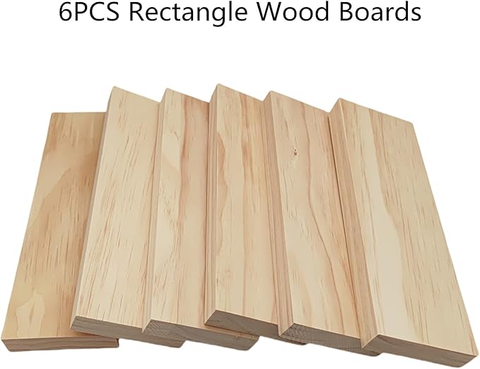 6PCS Rectangle Wood Boards Unfinished Wood Blocks for Crafting, 10x3x0.8in Blank Whittling Wooden Blocks for Wood Carving,Painting & Burning