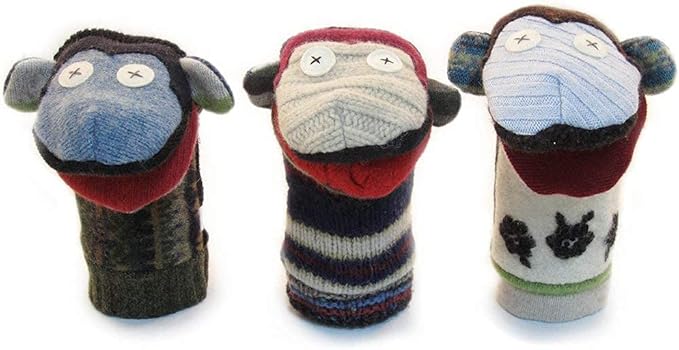 Cate & Levi - Hand Puppet - Premium Reclaimed Wool - Handmade in Canada - Machine Washable (Monkey)