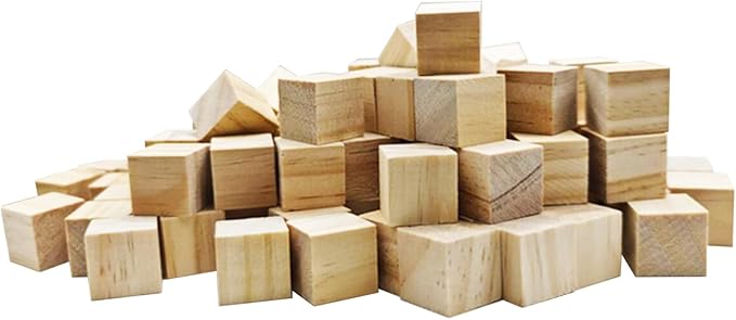 Wooden Cubes,Pack of 100 Unfinished Wood Blocks for Crafting,3/4inch Wood Square Blocks for Crafts Making & DIY Projects & Decor