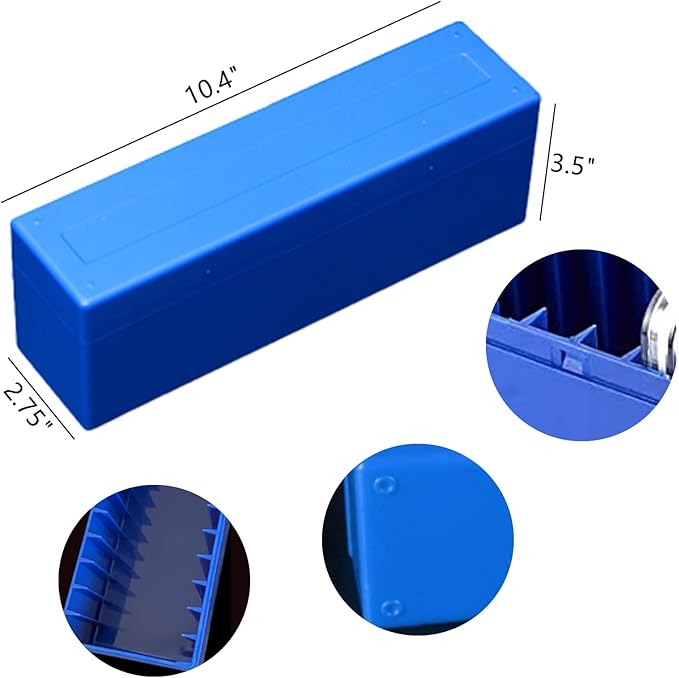 MUDOR Coin Slab Storage Box, Plastic Holder Case Compatible with 20 Slab PCGS Coin Holders, Olny Box (BLUE, 1pcs)
