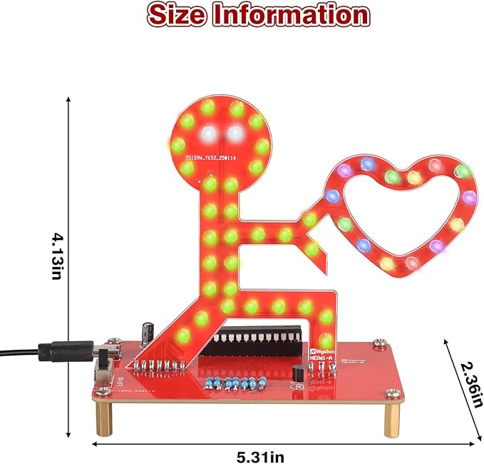 Soldering Learning Kit, ICSTATION Give You My Heart LED Soldering Project Love Proposal RGB LED Light Soldering Practice Kit for Beginners Diyers Student Education and Perfect Present for Father's Day