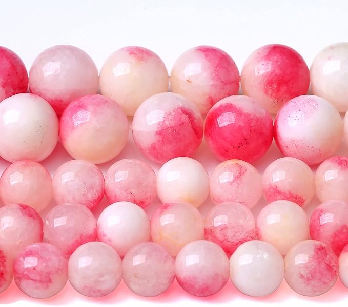 90PCS 8MM Pink Tourmaline Jade 2 Strands Stone Beads for Jewelry Making DIY Bracelet Necklace