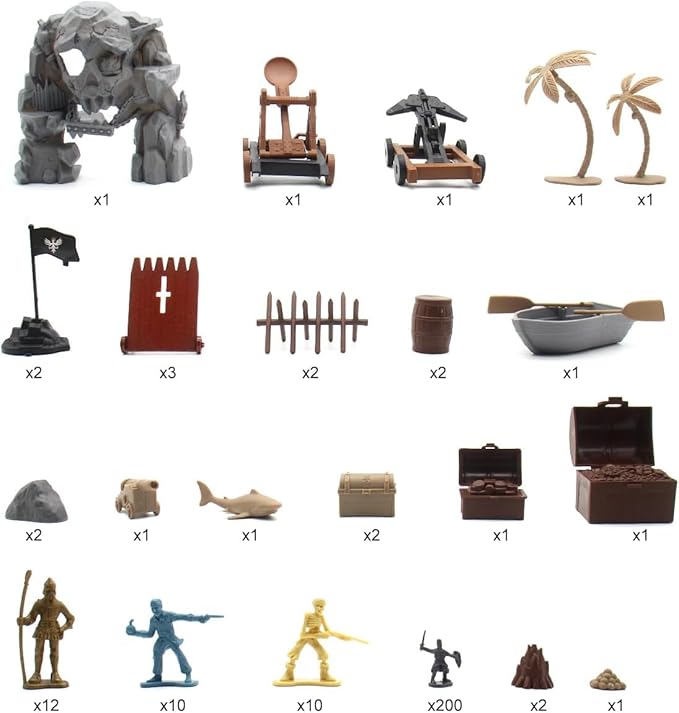 Mostop Medieval Castle Knight Toy Soldier Figures Army Men Toys, The Medieval Times Middle Ages Castle Building Toy Piracy Knight Action Figurines with with 20 Piracies, 12 Soldiers, 200 Mini Army Men