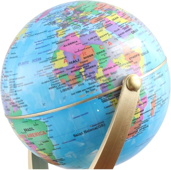 Leadigol 12cm World Globe with Stand, World Globe with Round base,360° Horizontal Rotation World Map with Clear Text Markings,Political Map Classroom Learning,Blue