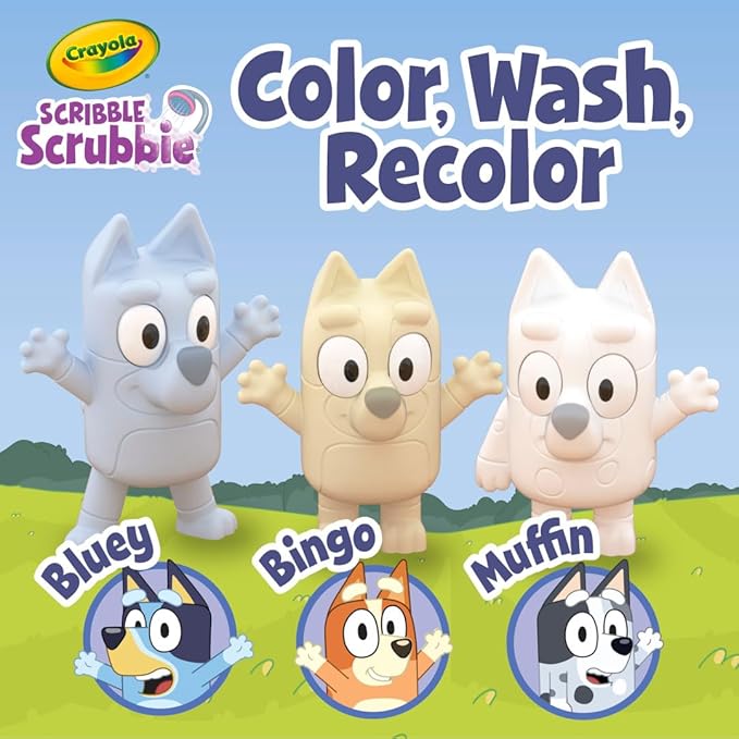 Crayola Scribble Scrubbies Deluxe Bluey Playset (3ct), Toddler Arts & Crafts Kit, Washable Stickers, Bluey Toys, Coloring Gift for Kids, Ages 3+