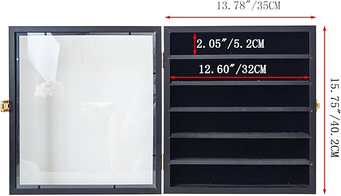 Challenge Coin Display Wall Mount, Military Coin Display Box with Removable Shelf, Poker Chip Holder, Lockable Cabinet Rack Stand