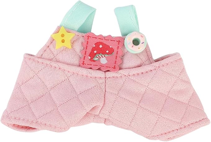 Doll Clothes for Labubu(NO Doll), for 17/15cm Plush Dolls, Clothing Suit Toy Figurine Outfit Set Dress Up with Kawaii Style Accessories, Multicolour Overall and Cute Hat or Headwear (LB105)