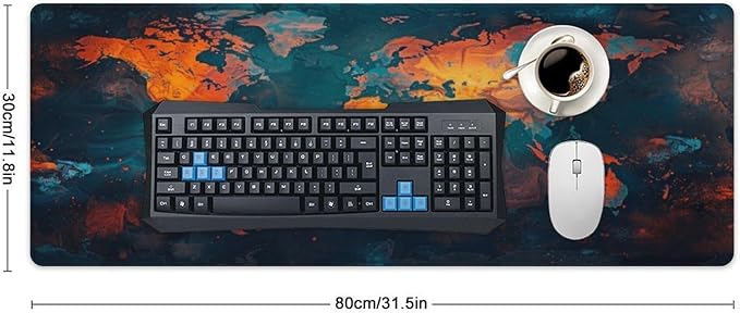 World Map Mouse Pad Large Extended Computer Full Desk Pad 31.5x11.8 inch Computer Mouse Mat Keyboard for Home Office Gaming