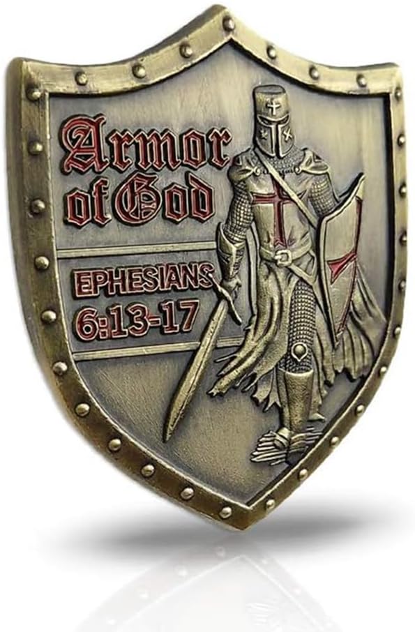 Put On The Whole Armor of God Challenge Coin Eph 6:13-17 3D Religious Collectible Coin (Pack of 3)