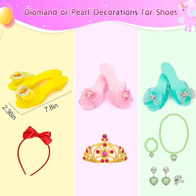 Meland Princess Dress Up for Girls - Dress Up Clothes with Shoes & Skirts, Princess Toys for Toddler Girl 3,4,5,6 Years