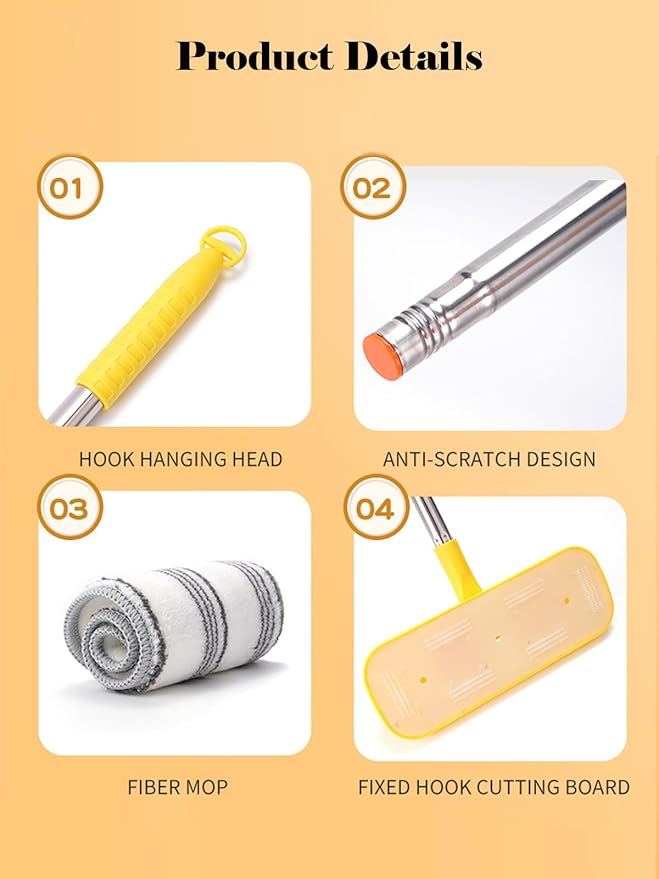 Mini Mop Small Mop for Kids Housekeeping Pretend Play Cleaning Toy Gift for Boys Girls (Blue)