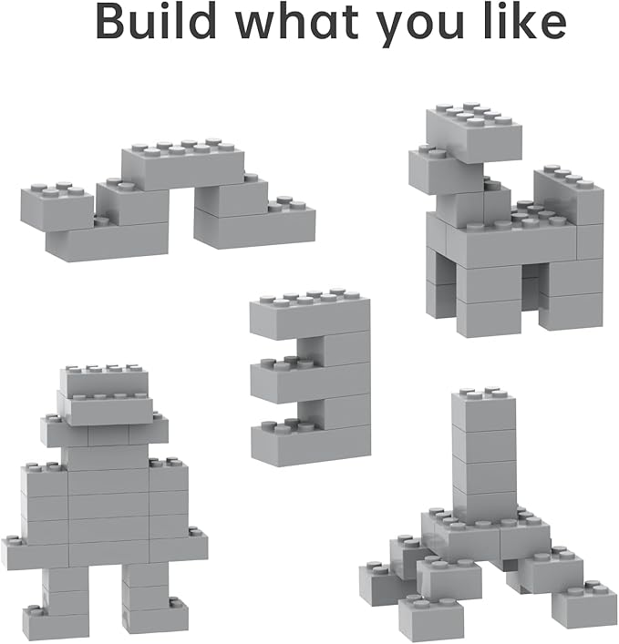 500 Piece Light Gray Bricks Bulk, Gray 2x4 Building Bricks Flat, Compatible with Lego Parts and Pieces: 2x4 Light Grey Bricks(Color: Light Gray), A0001