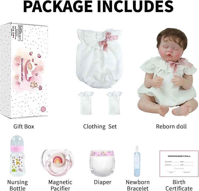 SCOM Lifelike Reborn Baby Dolls Quinbee - 20-Inch Realistic Reborn Doll Girl Soft Body Eyes Closed Newborn Real Life Baby Doll That Look Real for Kids Age 3+