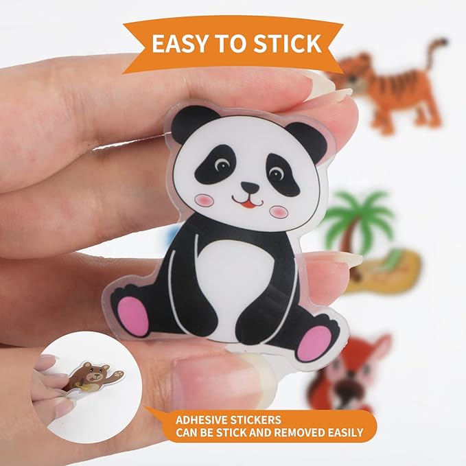 Window Clings Stickers for Kids Window Gel Clings Decals Thick Gel Clings Toddlers and Adults Classroom Home Nursery Airplane Birthday Party Supplies (Jungle Animals)