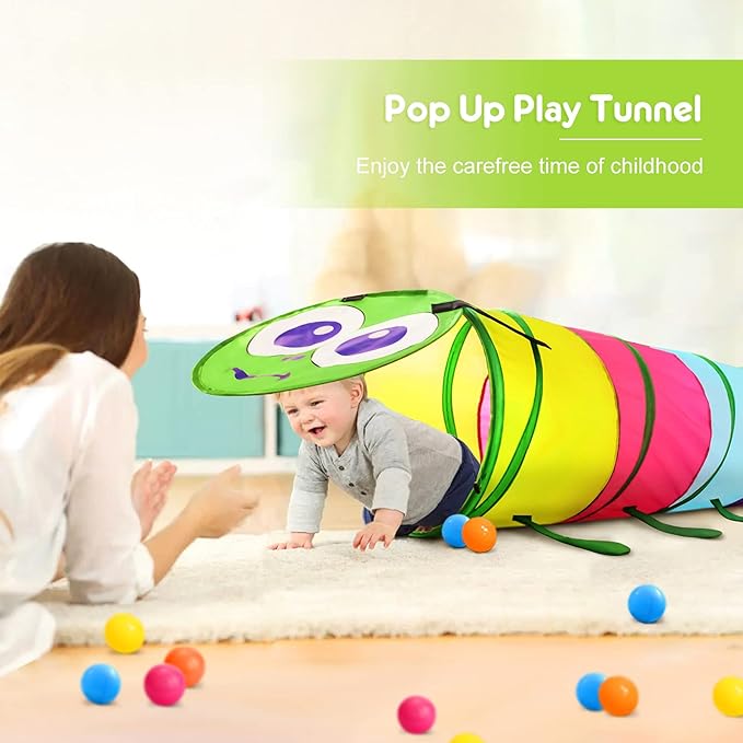 PigPigPen Kids Tunnel for Toddlers,Pop Up Play Tunnel Tent for Babies or Dogs, Indoor & Outdoor Toys for Kids Backyard Playset. (Colorful Modeling Play Tent)