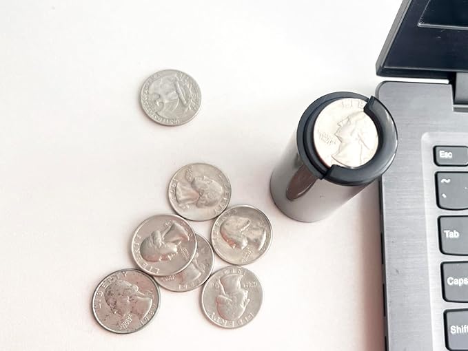 Coin Holder Tube - Holds 40+ Coins for Quarters and Dollar Bills - Premium Black Plastic Coin Boxes - Billiard Accessory Dispenser