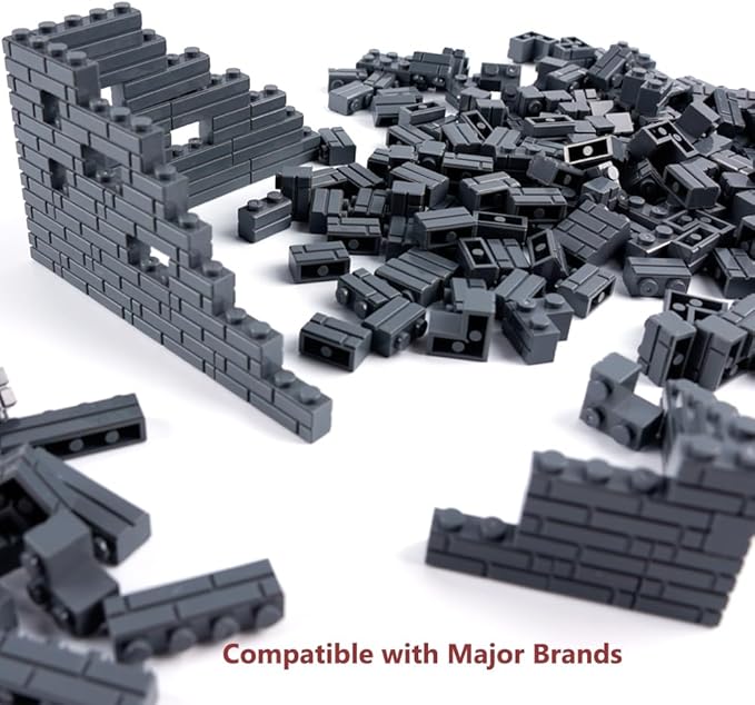 Classic Masonry Profile Bricks Pieces: 340 PCS Wall Accessories Building Block Parts Sets(Dark Gray)