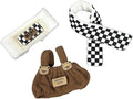 17cm/6.7in Clothes Set for Dolls - Cute Hat & Overalls Outfit, Soft Premium Fabric Dress Up Accessories Suit, Easy On/Off, NO Doll Included (Black Check)