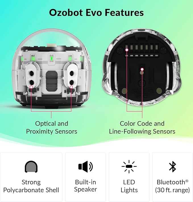 Ozobot Evo Classroom Kit (18 Bots): Interactive Coding Robot, Kids Ages 5+, Includes 18 Evo Robots, Color Code Markers, Charging Cradle, Bot Stickers, Access to 700+ STEAM Lessons, Educators & Parents
