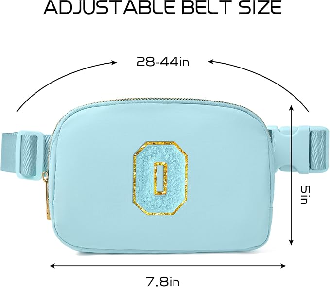 Gitus Gifts for 8 9 10 11 12 Year Old Girls Belt Bag Fanny Pack Crossbody Bags with Initial Letter Patch Cute Stuff Birthday Gifts for Teen Girls Women Personalized Trend Stuff (Icing Blue-O)