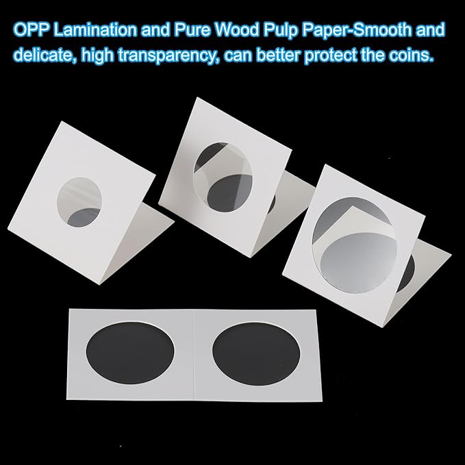 PATIKIL 2x2 Coin Flips, 350 Pack 23mm Cardboard Coin Holder Paper Coin Holders for Coin Collection Supplies Collector, White
