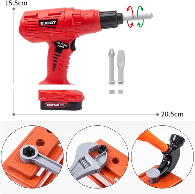 Kids Tool Play Set,Electric Screwdriver Toy with Box, 42pcs Toddler Electronic Toy Drill Kits, Pretend Play Construction Tools for Boy Girl Halloween Present Birthday Dress Up Party