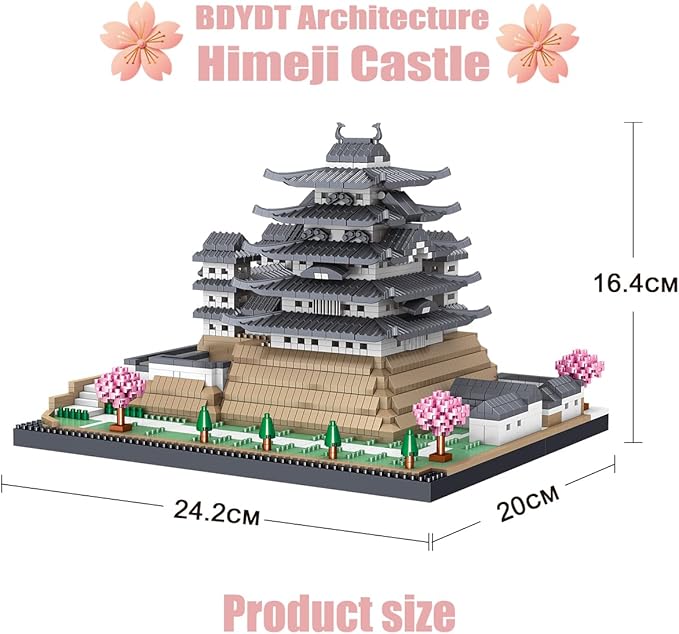 Architecture Himeji Castle Micro Building Blocks Set （3037PCS） Build and Display This Famous Japanese Buildings Model- Fun Gift for Kid and Adult