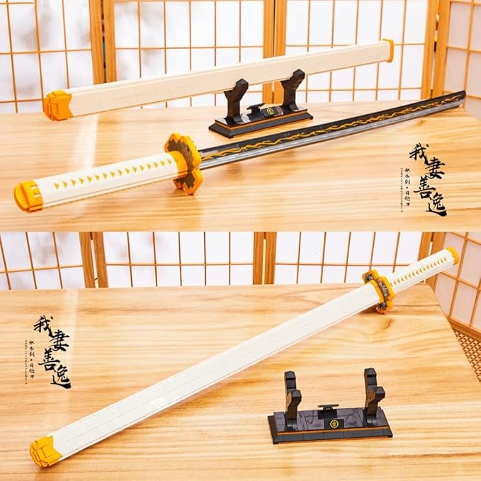 956pcs, 39inch for Sword Building Block Model, Samurai Sword Set with Scabbard and Stand, Best Gift for Anime Fans