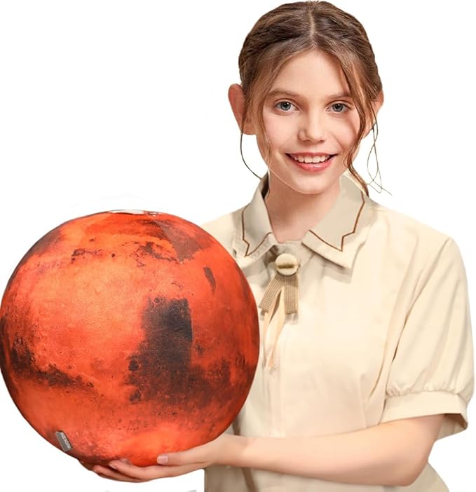 Ultra-ealistic 3D Planet,Moon,Earth,The Sun,Pillow Plush Toys,for Kids Teens Adults, for Teachers and Parents, Educational Toy Learning, 10.6 in (Mars)