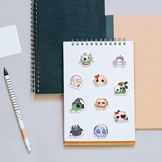 Halloween Party Favors, Halloween Stickers, 500 PCS Skull Vinyl Waterproof Stickers for Teens, Hall-oween Decorations Games Treats Classroom Crafts Gifts Party Supplies