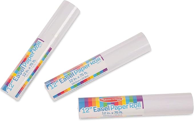 Melissa & Doug Tabletop Easel Paper Roll (12 inches x 75 feet), 3-Pack