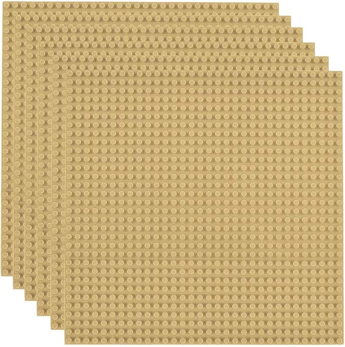 Lekebaby Classic Baseplates Building Base for Building Bricks 100% Compatible with Major Brands-Baseplate 10" x 10", Pack of 6 (Sand Color)